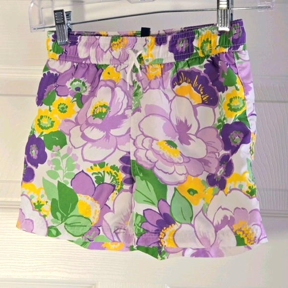 Janie And Jack Boys Swim Trunks Size 6 Orchid‎ Bouquet Floral Purple Swimsuit - Picture 9 of 9